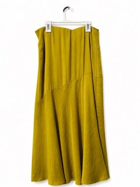 American Eagle Green Satin Midi Skirt | Women’s Medium | Silky A-Line Slip Skirt